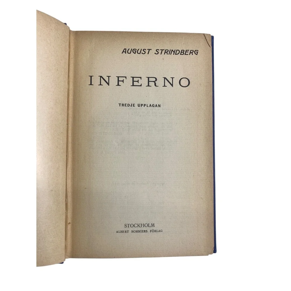 August Strindberg Inferno Tredje Upplagan Swedish Novel Hardcover Book‎